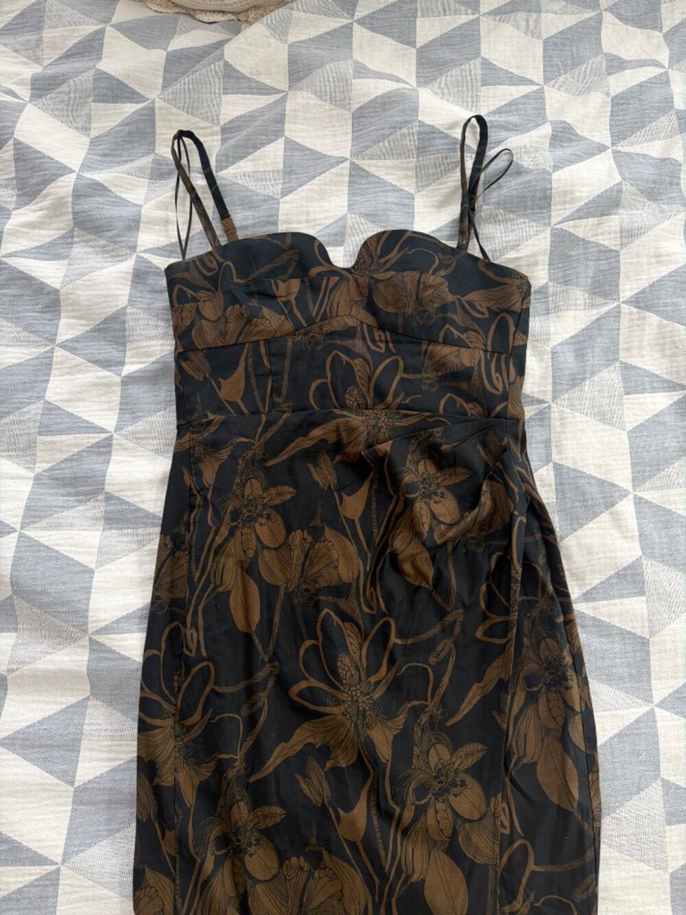 Reformation Alfred Midi Dress Brava Black Floral Sweetheart Size 4